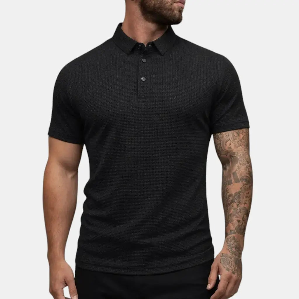 Tekstureret Polo Shirt Mænd med Knapper | Elegant Casual Stil for Tidløs Komfort 2