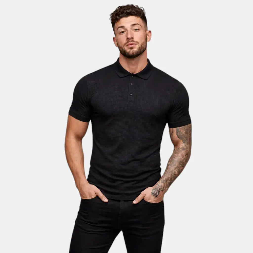 Tekstureret Polo Shirt Mænd med Knapper | Elegant Casual Stil for Tidløs Komfort 3