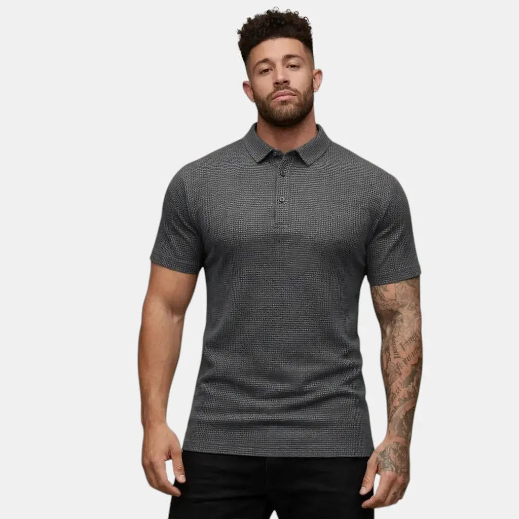 Tekstureret Polo Shirt Mænd med Knapper | Elegant Casual Stil for Tidløs Komfort 6