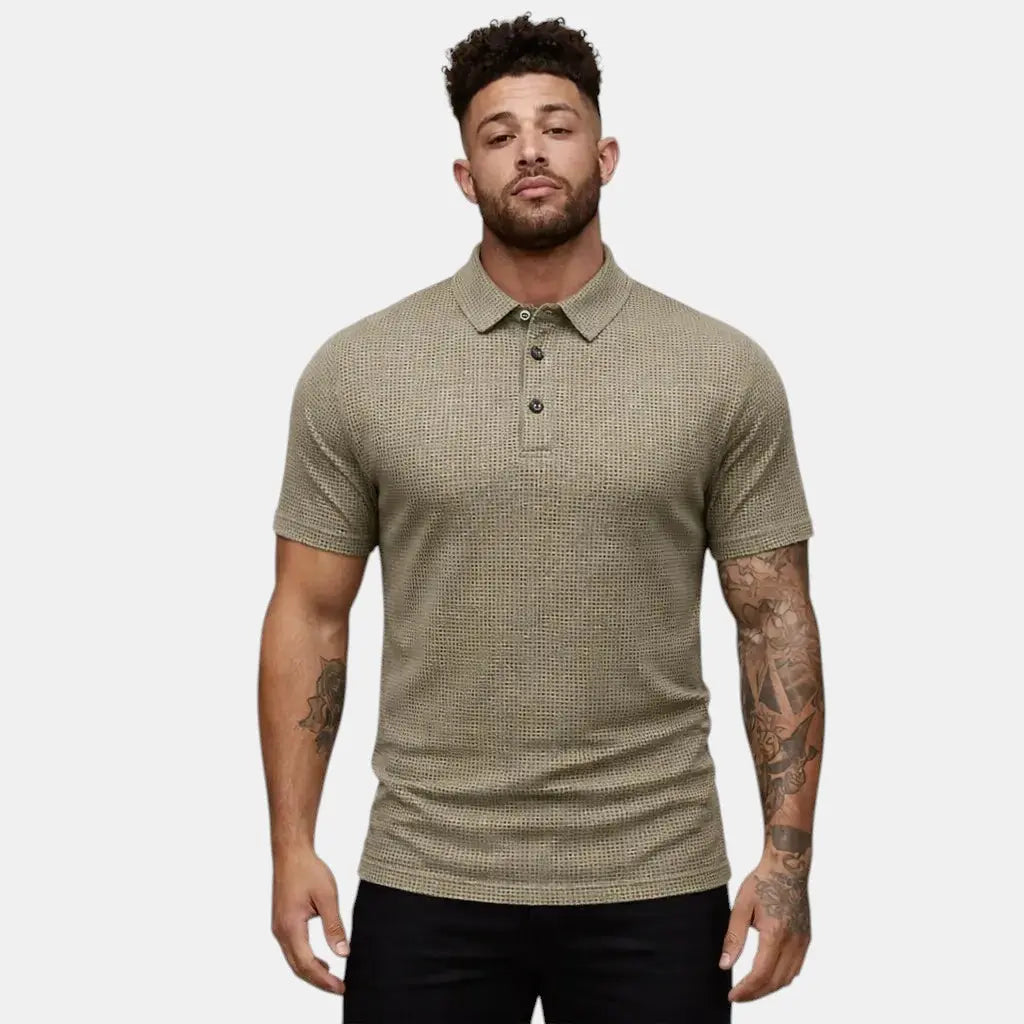 Tekstureret Polo Shirt Mænd med Knapper | Elegant Casual Stil for Tidløs Komfort 8