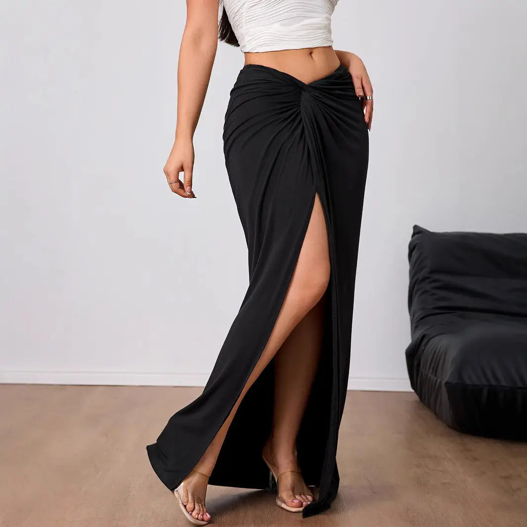 Elegant Maxi Nederdel med Høj Talje og Slids | Komfortabel og Feminint Design til Festlige Anledninger 1
