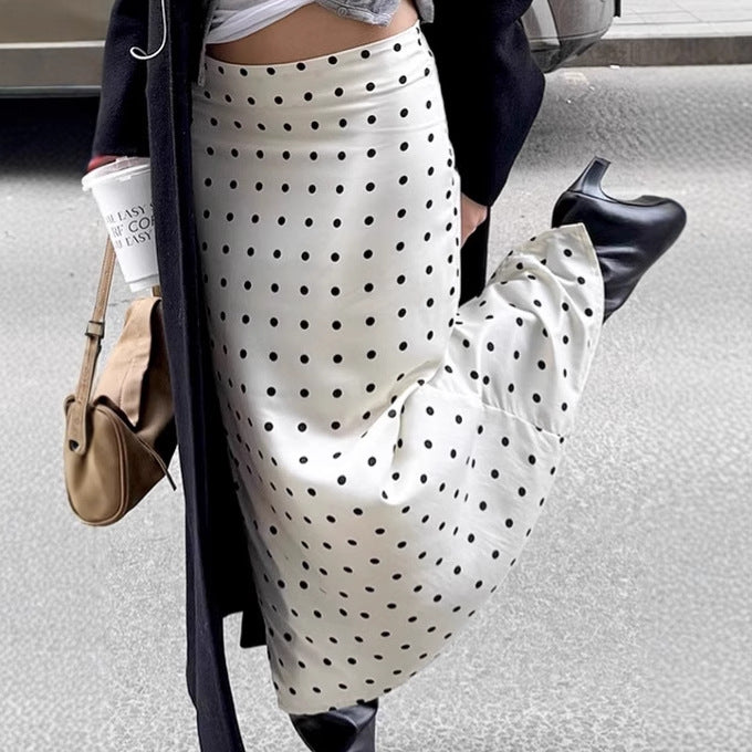 Elegant Midi Nederdel | Prikket Satin med Figursyet Silhuet til Kvinder - Perfekt til Kontor og Fest 2