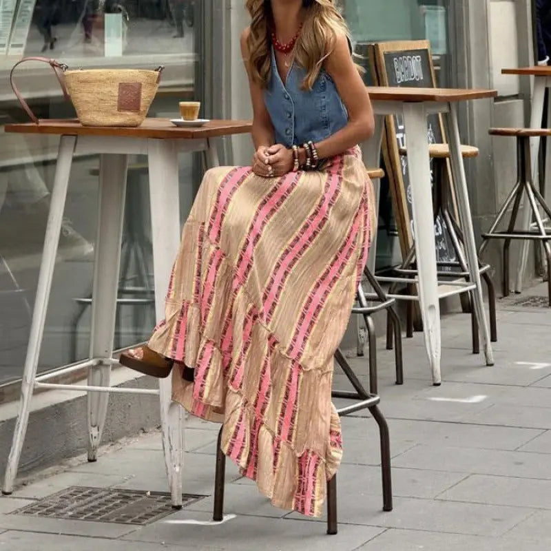 Boheme | Maxi Nederdel til Dame med Elastisk Talje & Flæsekant | Let og Åndbar Sommerstil 2