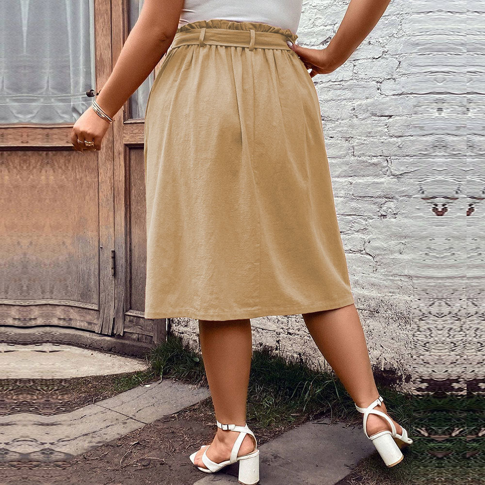 Elegant A-line Nederdel | Knælang med Papirspose-Talje & Justerbart Bælte | Komfortabel Pasform til Hverdag 2