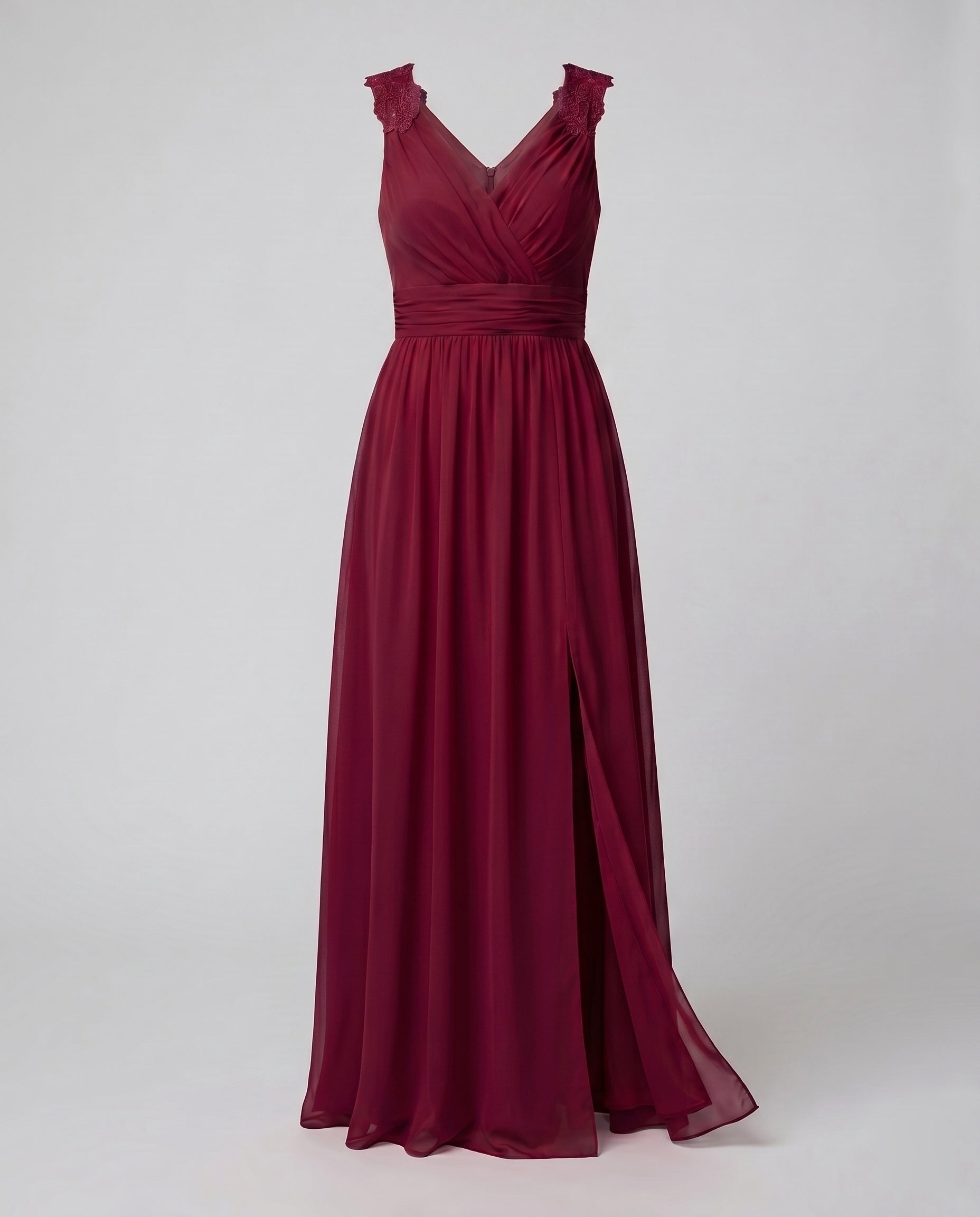 Elegant Aftenkjole | Dyb V-Hals Wrap-Kjole med Høj Sideslids | Åndbar Polyester-Bomuldsblanding til Sommerfester 9