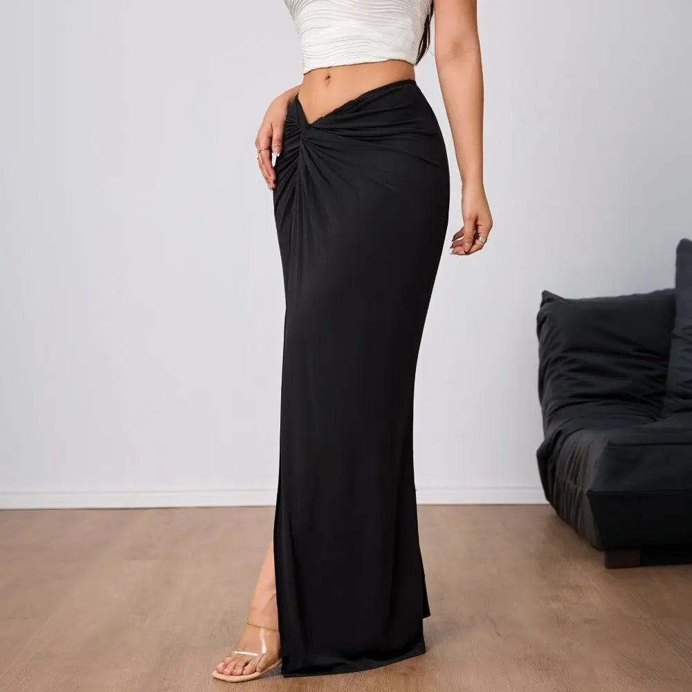 Elegant Maxi Nederdel med Høj Talje og Slids | Komfortabel og Feminint Design til Festlige Anledninger 3