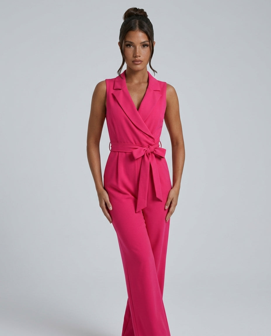 Wrap Jumpsuit Women – Sleeveless Wide Leg Cocktail Jumpsuit
