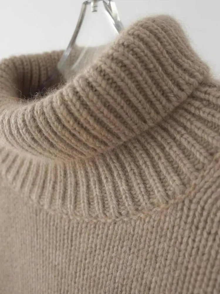 Højhalset Strik | Sweater Dame med Ribstruktur & Afslappet Pasform | Varm Komfort til Hverdagsbrug 3