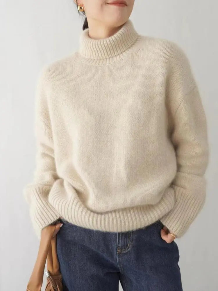 Højhalset Strik | Sweater Dame med Ribstruktur & Afslappet Pasform | Varm Komfort til Hverdagsbrug 6