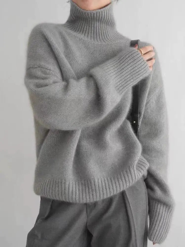 Højhalset Strik | Sweater Dame med Ribstruktur & Afslappet Pasform | Varm Komfort til Hverdagsbrug 10