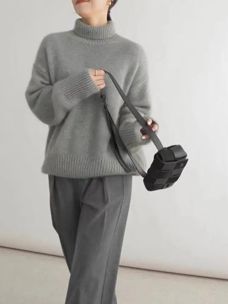 Højhalset Strik | Sweater Dame med Ribstruktur & Afslappet Pasform | Varm Komfort til Hverdagsbrug 9