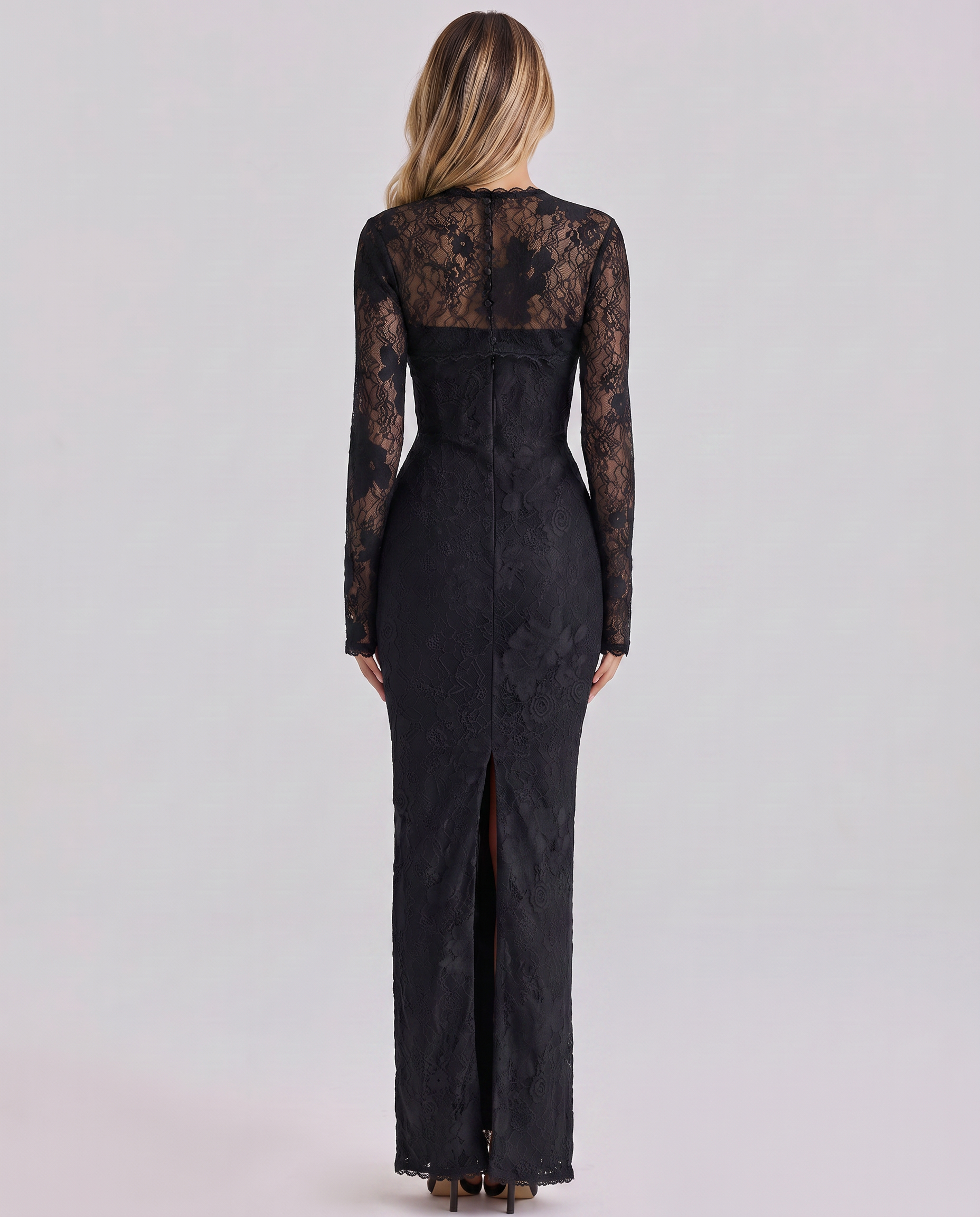 Lace Maxi Dress Women – Long Sleeve Formal Wedding Guest Gown