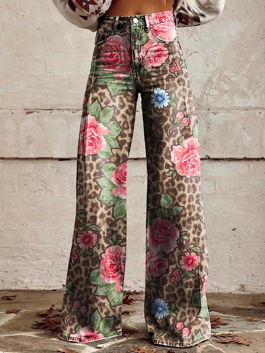 Camilla Flare Jeans Dame – Print med Høj Talje og Vidt Ben