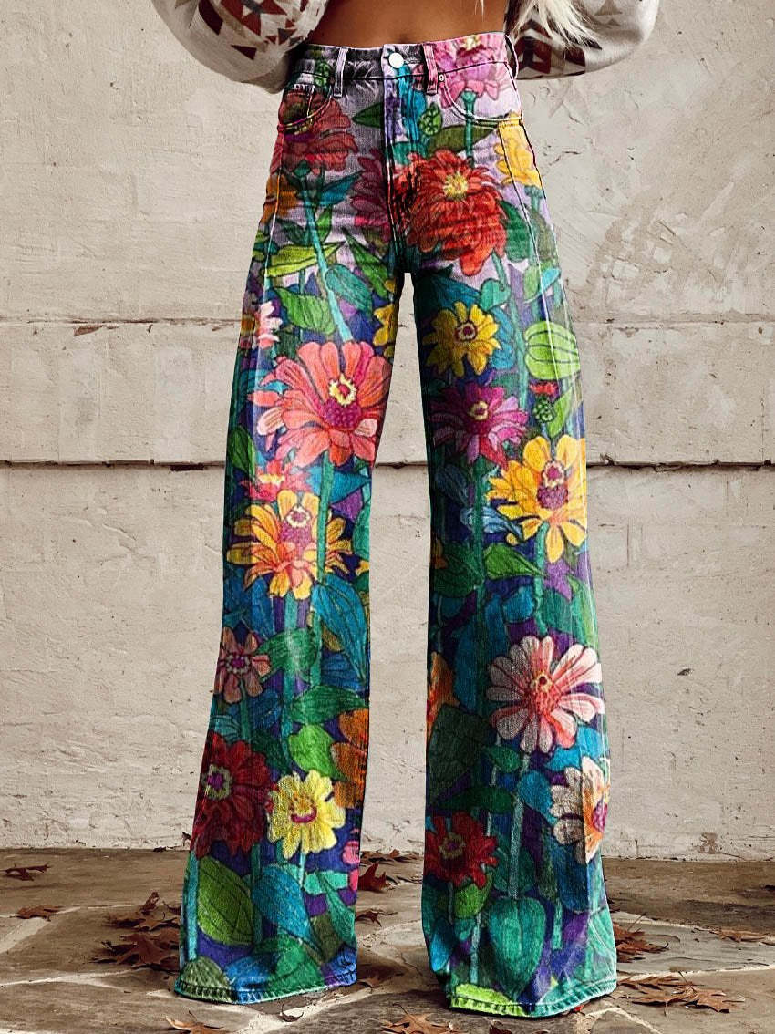 Camilla Flare Jeans Dame – Print med Høj Talje og Vidt Ben