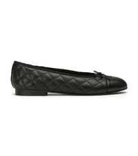 Ballet Flats Dame – Sort Nappa Quiltet Ballet Flats med Sløjfe