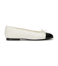 Ballet Flats Dame – Creme Quiltet Ballet Flats med Sløjfe