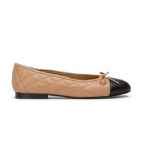 Ballet Flats Dame – Sort Quiltet Læder Ballet Flats med Sløjfe