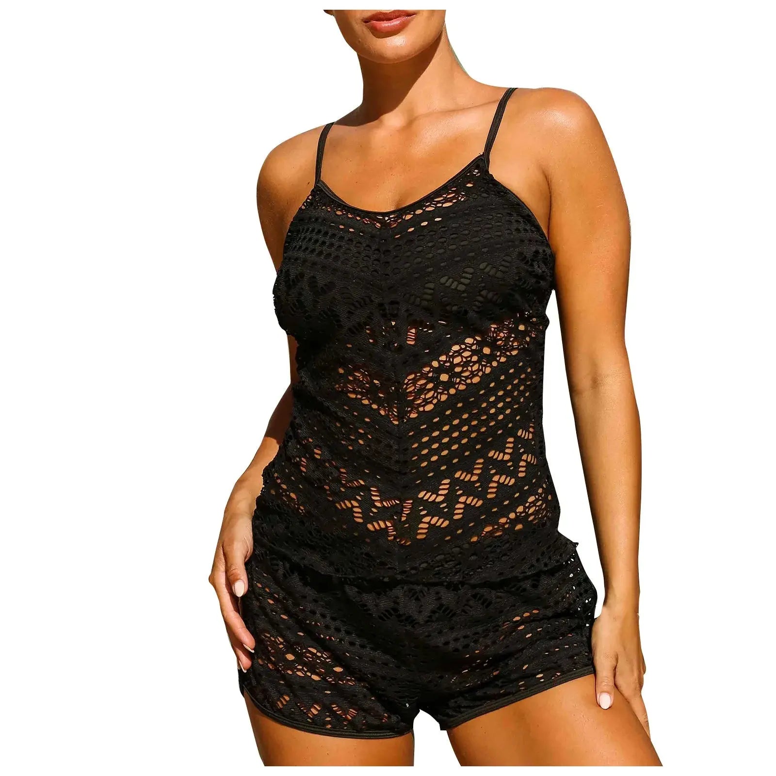Plus Size Bikini | Elegant Cutout Two-Piece Swimwear with Shorts for Comfortable Summer Style 5