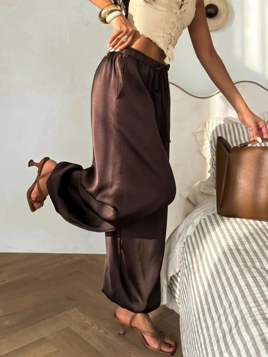 High-Waist Harem Trousers Women – Wide-Leg Drawstring
