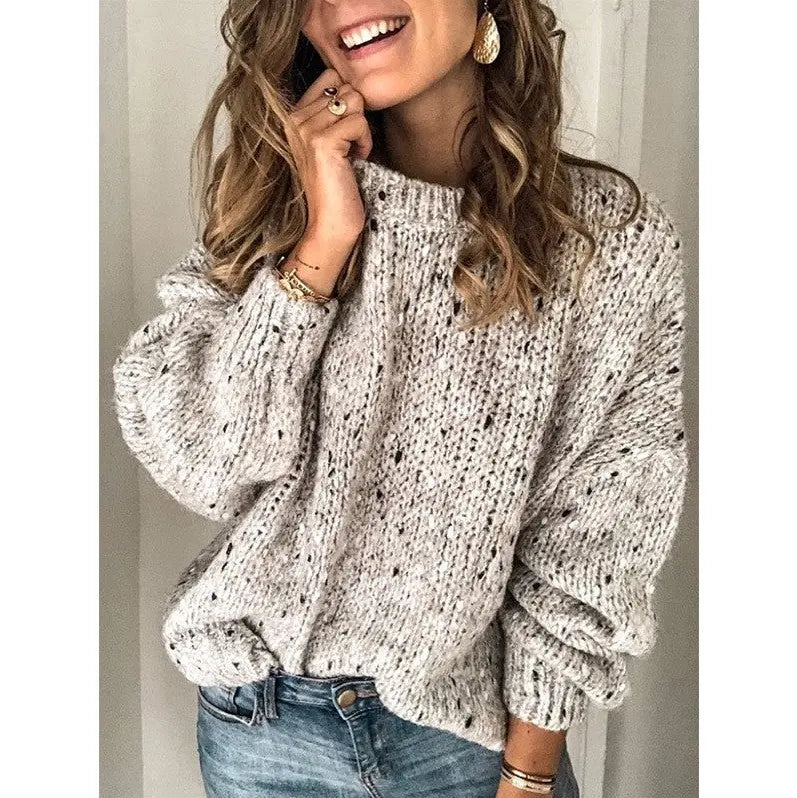 Løs Pasform Sweater Dame med Rund Hals | Komfortabel Hverdagsbeklædning 2