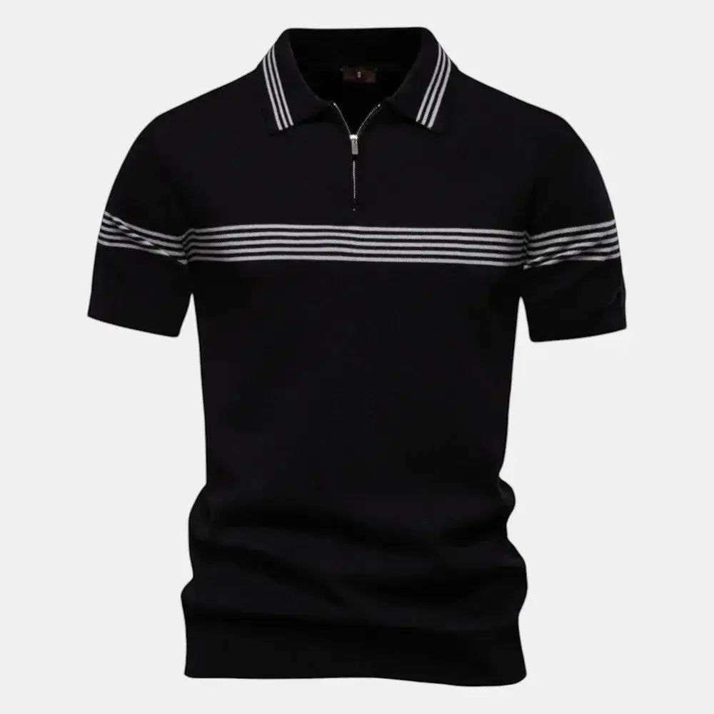 Mads Collection | Men's Polo Shirt with Zipper & Chest Stripe | Modern Slim Fit for Everyday Style 2