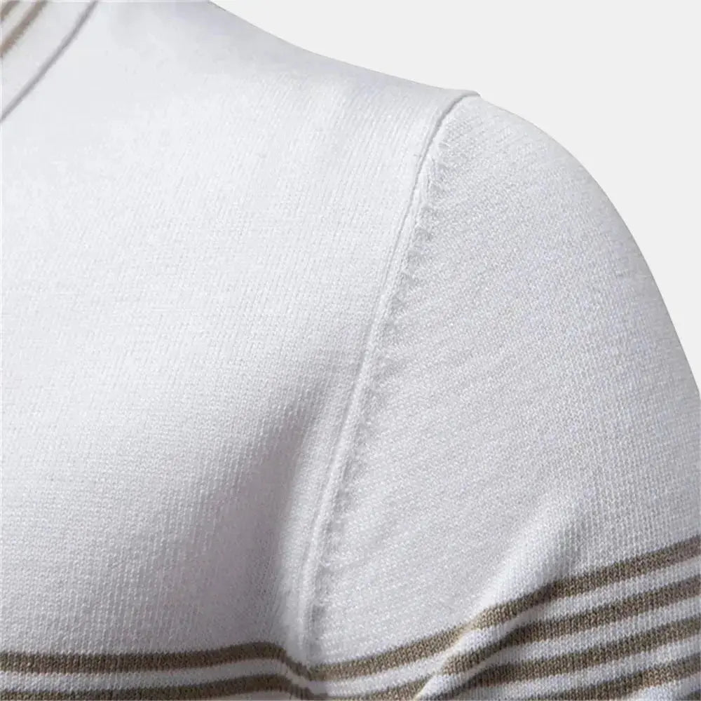 Mads Collection | Men's Polo Shirt with Zipper & Chest Stripe | Modern Slim Fit for Everyday Style 5