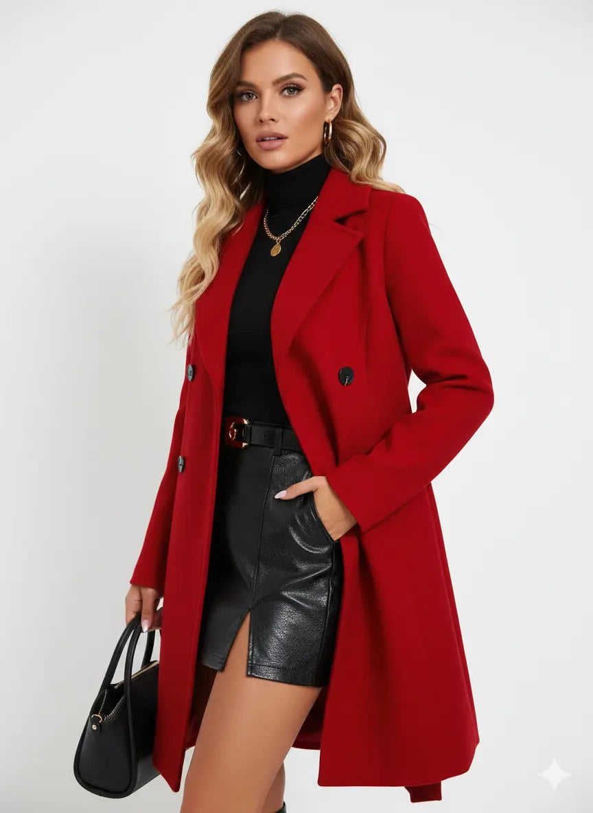 Elegant Uldblanding Trenchcoat med Justerbart Bælte | Lang Pasform til Vinterkomfort 2