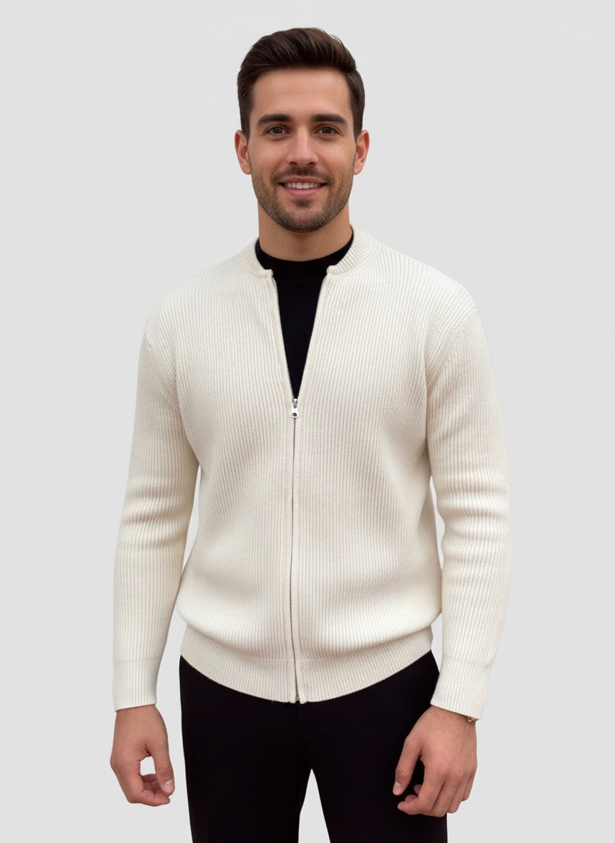 Adam | Strikcardigan med Lynlås til Mænd