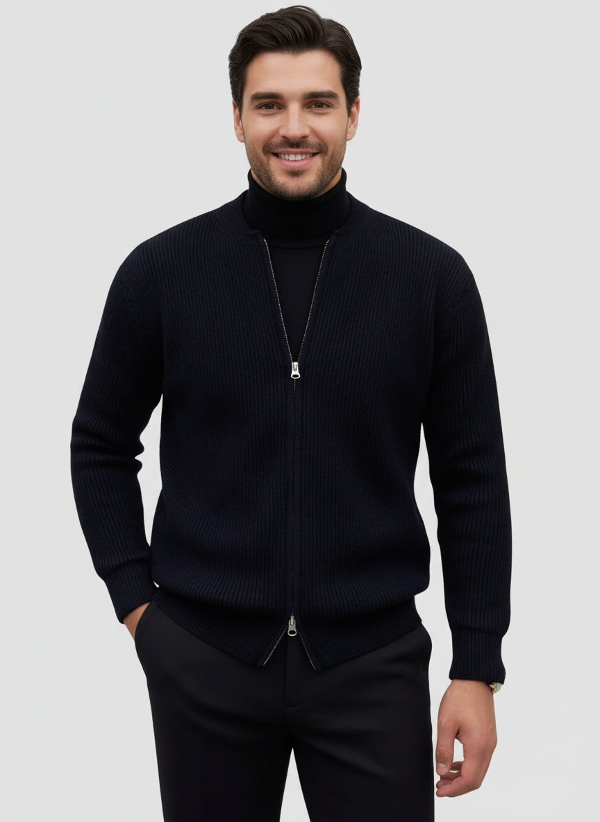 Adam | Strikcardigan med Lynlås til Mænd