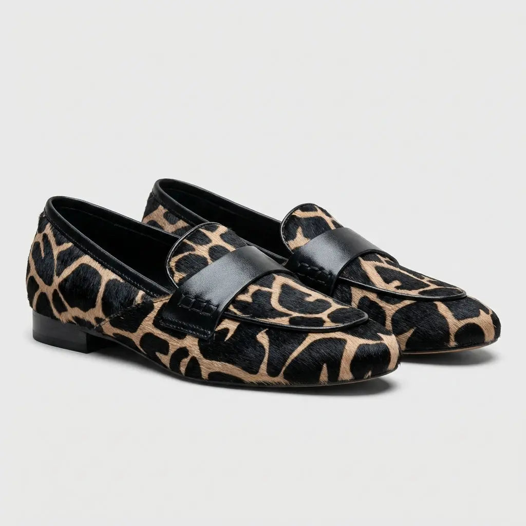 Elegant Girafprint Slip-On Loafers med Puderet Indersål | Komfortable Hverdagssko til Stilfulde Anledninger 4