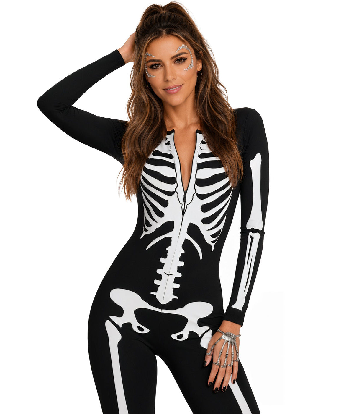 Kostium Szkieletu Damski – Halloweenowy Kombinezon z Kośćmi