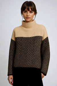 Eireann Kashmir Rullekrave Sweater Dame – Strik med Chevron
