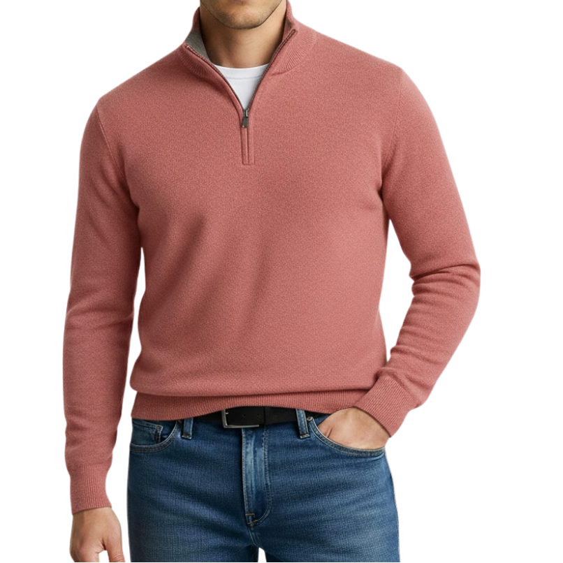 Panorla | V-hals Sweater med lynlås