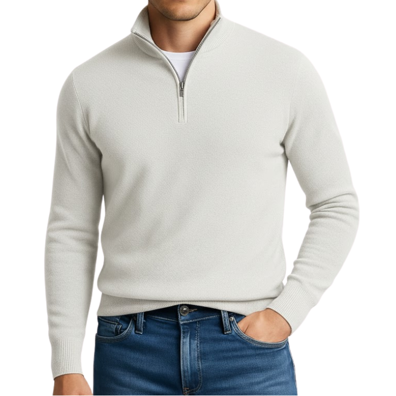 Panorla | V-hals Sweater med lynlås