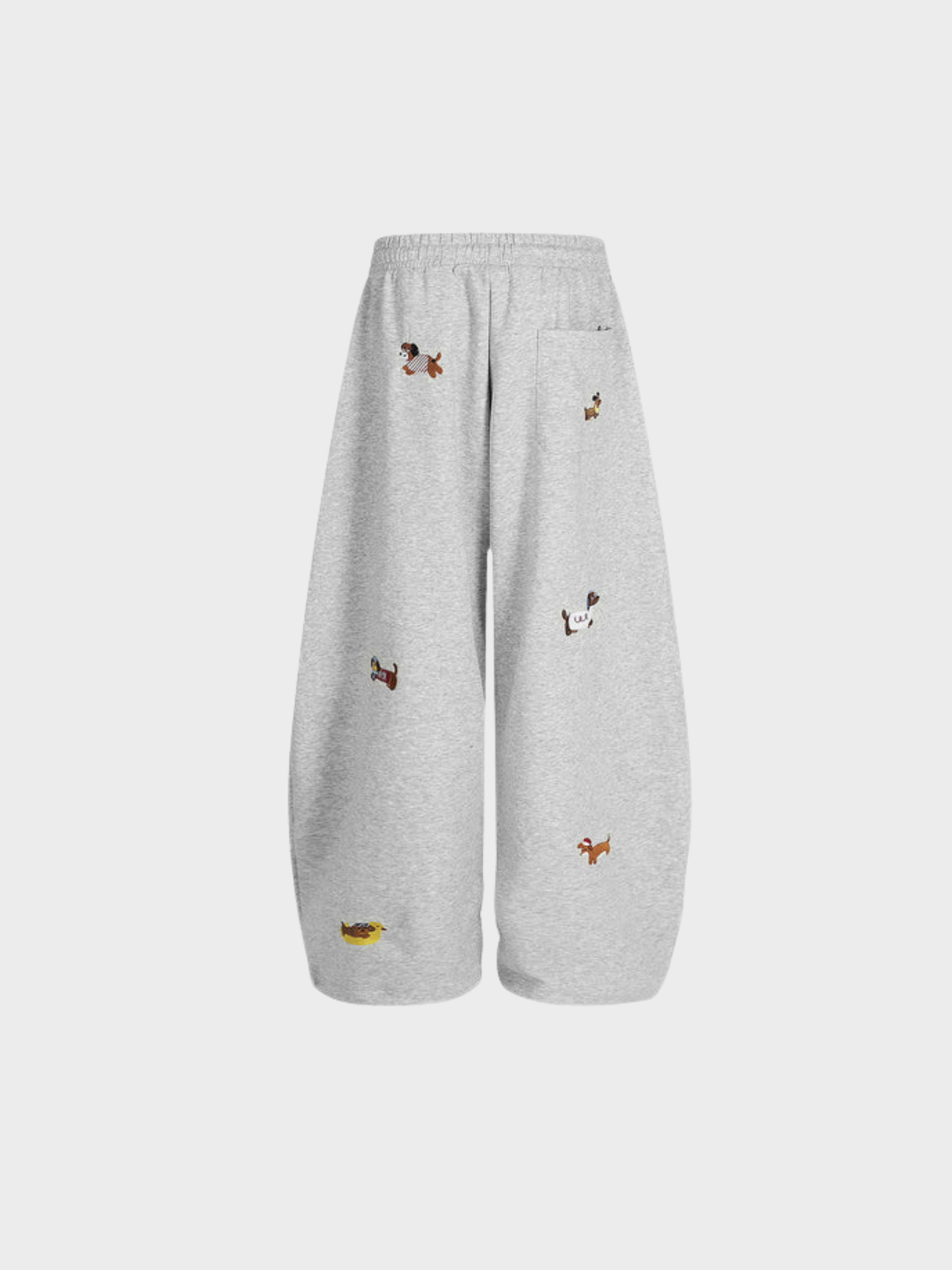 Nora Barrel Sweatpants Dame – Høj Talje med Broderet Hund