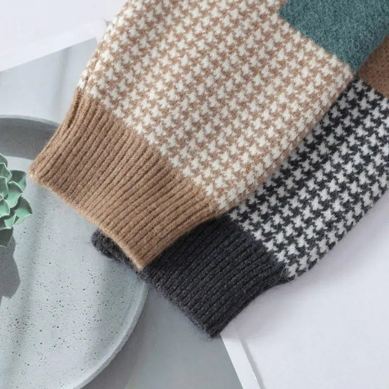 Nikolaj | Striktrøje Herre – Pied-de-Poule Mønster