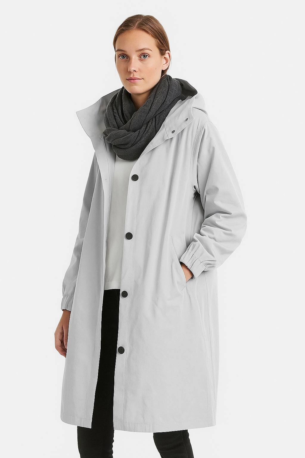 Vandtæt Trench Coat Med Hætte Til Kvinder - Stilfuldt Og Komfortabelt Design 0