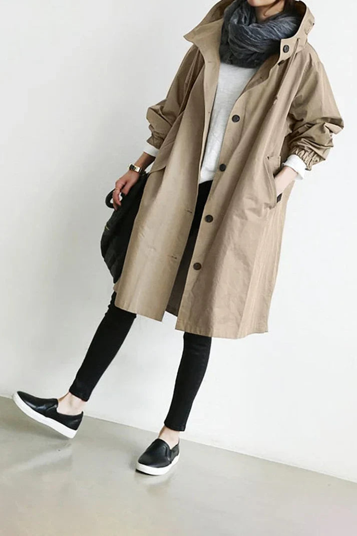 Vandtæt Trench Coat Med Hætte Til Kvinder - Stilfuldt Og Komfortabelt Design 4