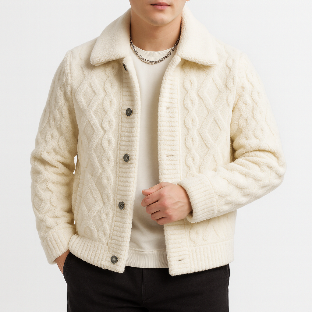 Vinter Herre Jakke i Premium Knit – Casual og Semi-Formal Crewneck, Varme og Komfort til Kolde Dage 1