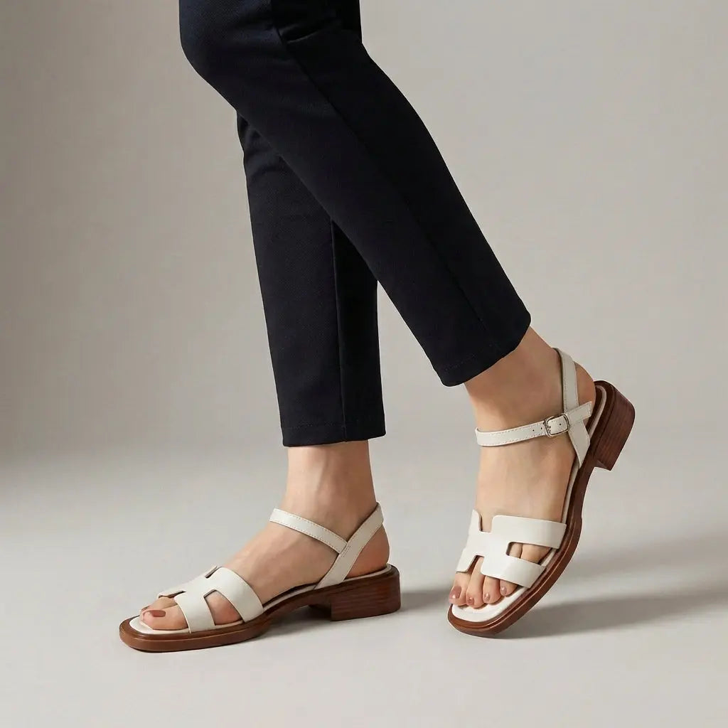 Flade Sandaler Dame med Justerbar Ankelrem og H-rem Design | Komfortable Sommer Sandaler til Stil og Stabilitet 3