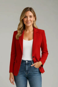 Anja Blazer Dame – Notched Lapel med Enkeltknap og Klaplommer