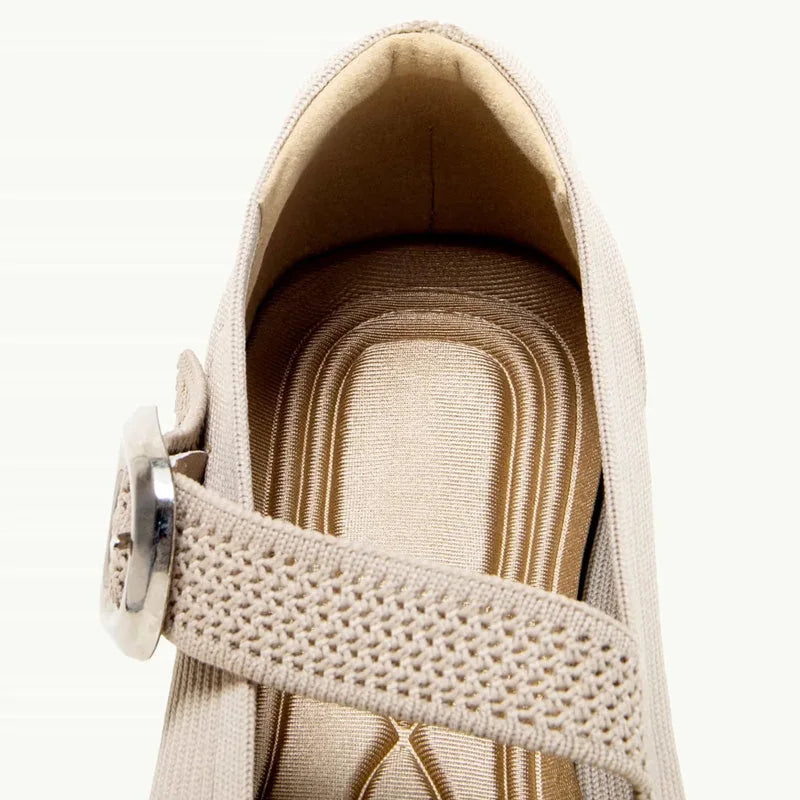 Women's Mary Jane Flat Shoes Knit Breathable Comfort Square Toe
