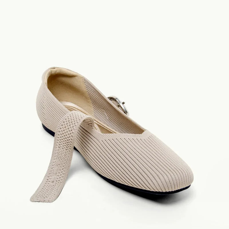 Women's Mary Jane Flat Shoes Knit Breathable Comfort Square Toe
