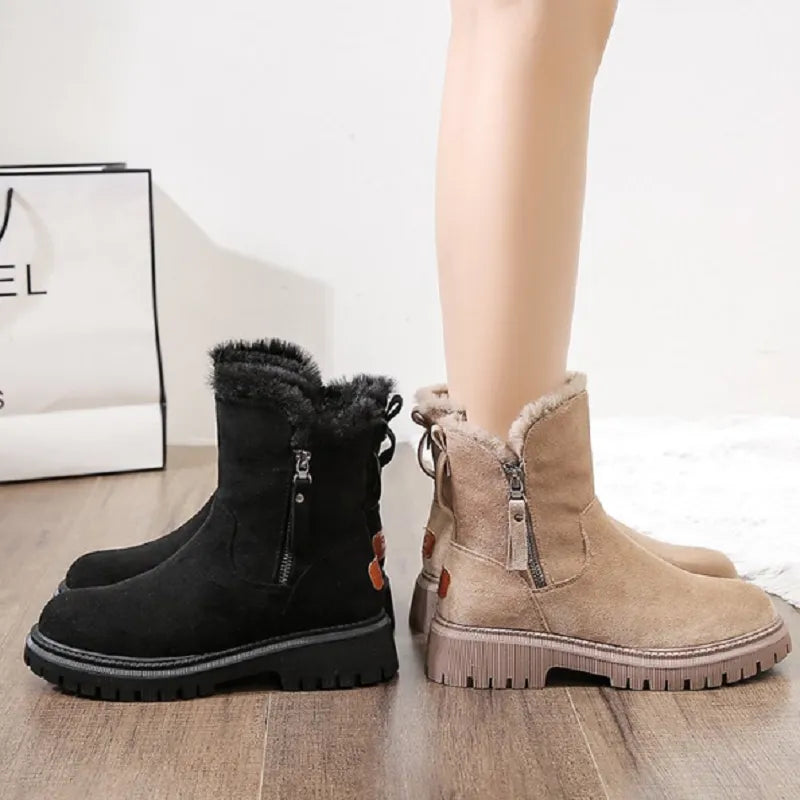 Women's Winter Boots – Faux Fur Lined, Stretch Slip-On