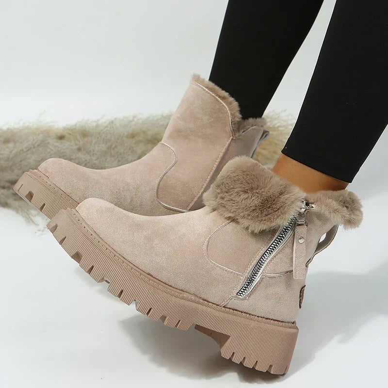 Women's Winter Boots – Faux Fur Lined, Stretch Slip-On