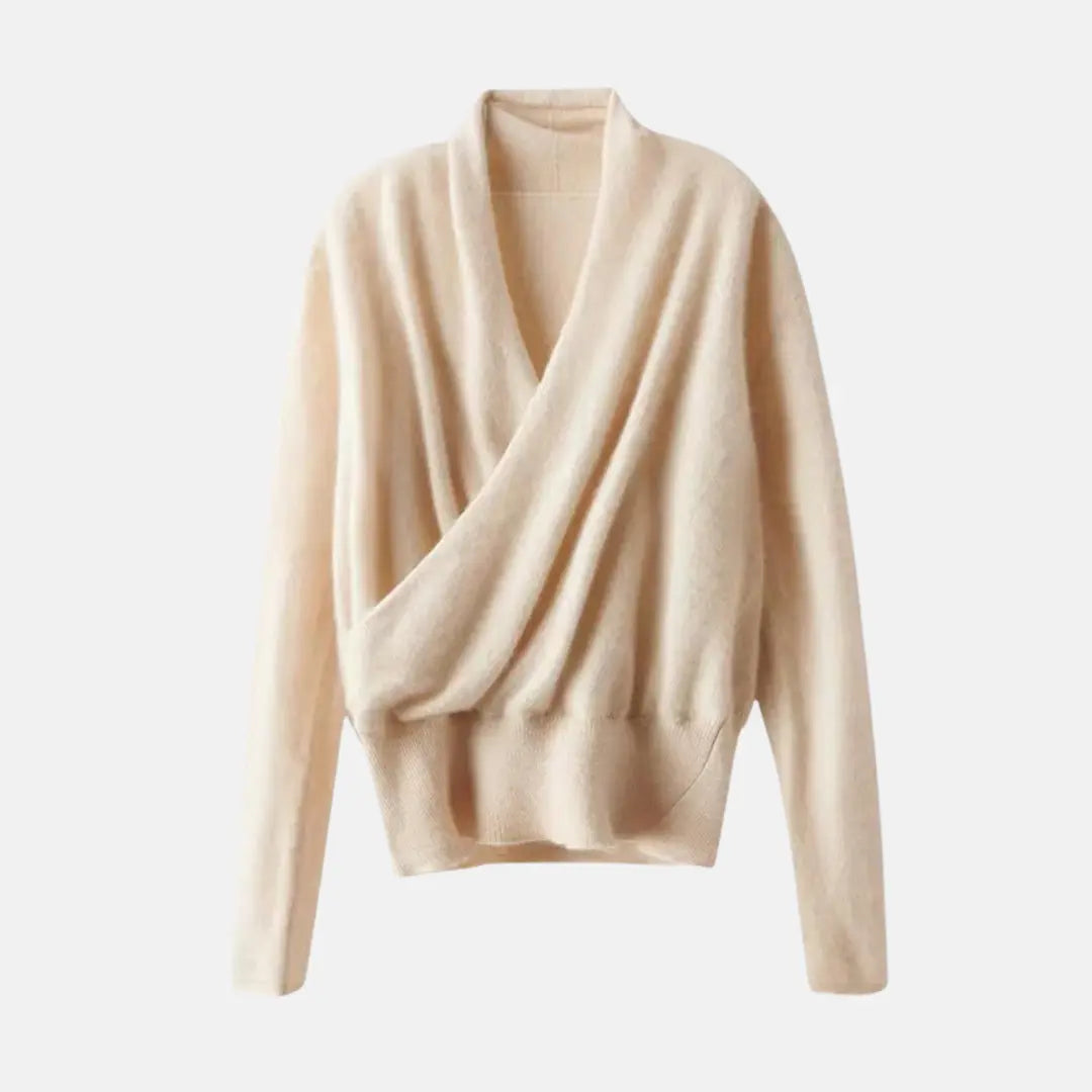Vera | Sweater Dame med Slå-Om Design & Ribkant | Blød Uldblanding til Komfortabel Vinterbrug 2