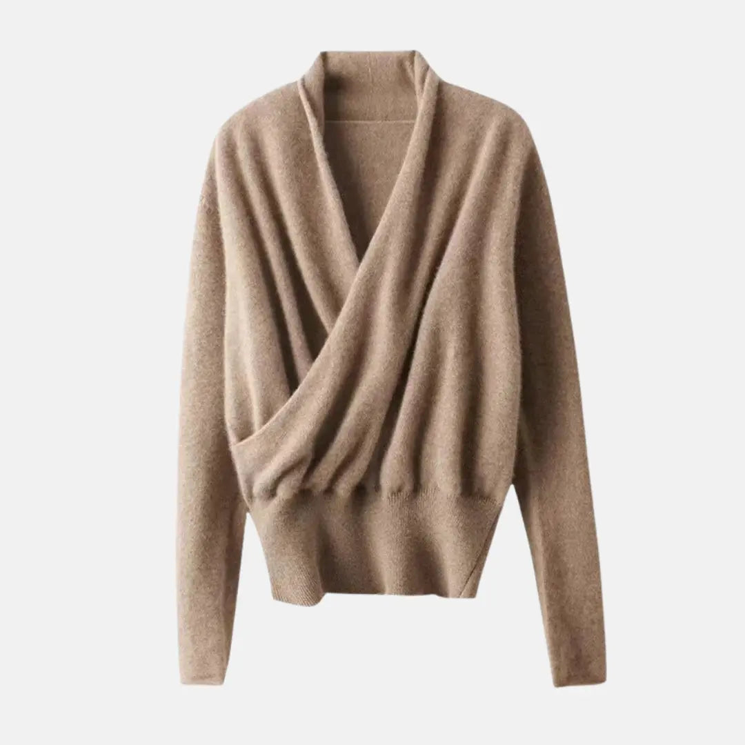 Vera | Sweater Dame med Slå-Om Design & Ribkant | Blød Uldblanding til Komfortabel Vinterbrug 1