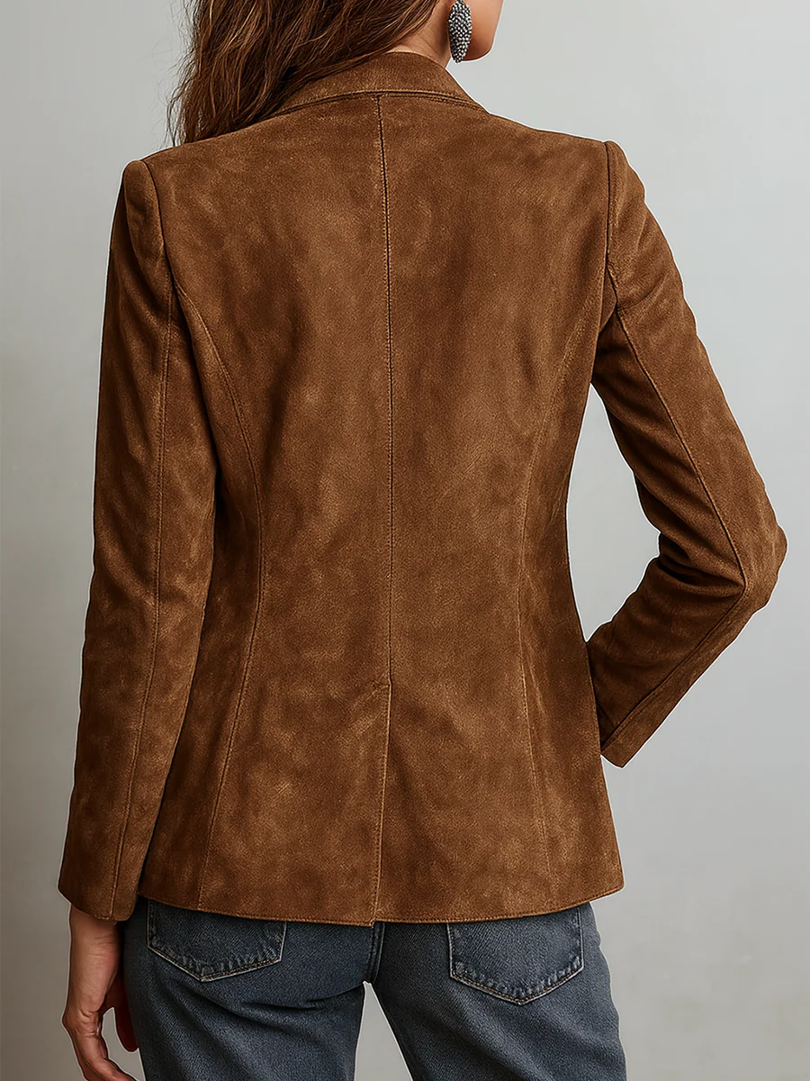 Vintage Blazer Women – Contrast Stitching Tailored Jacket