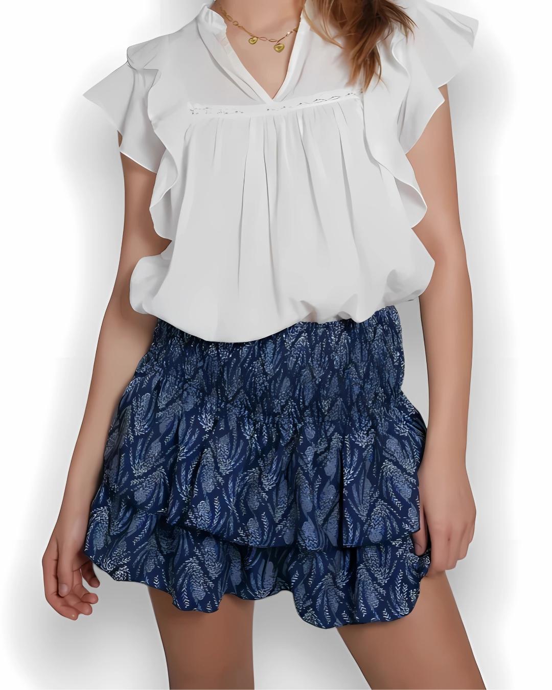 Kort Flæsenederdel med Smocktalje | Let og Åndbar Sommerstil til Komfortable Dage 6