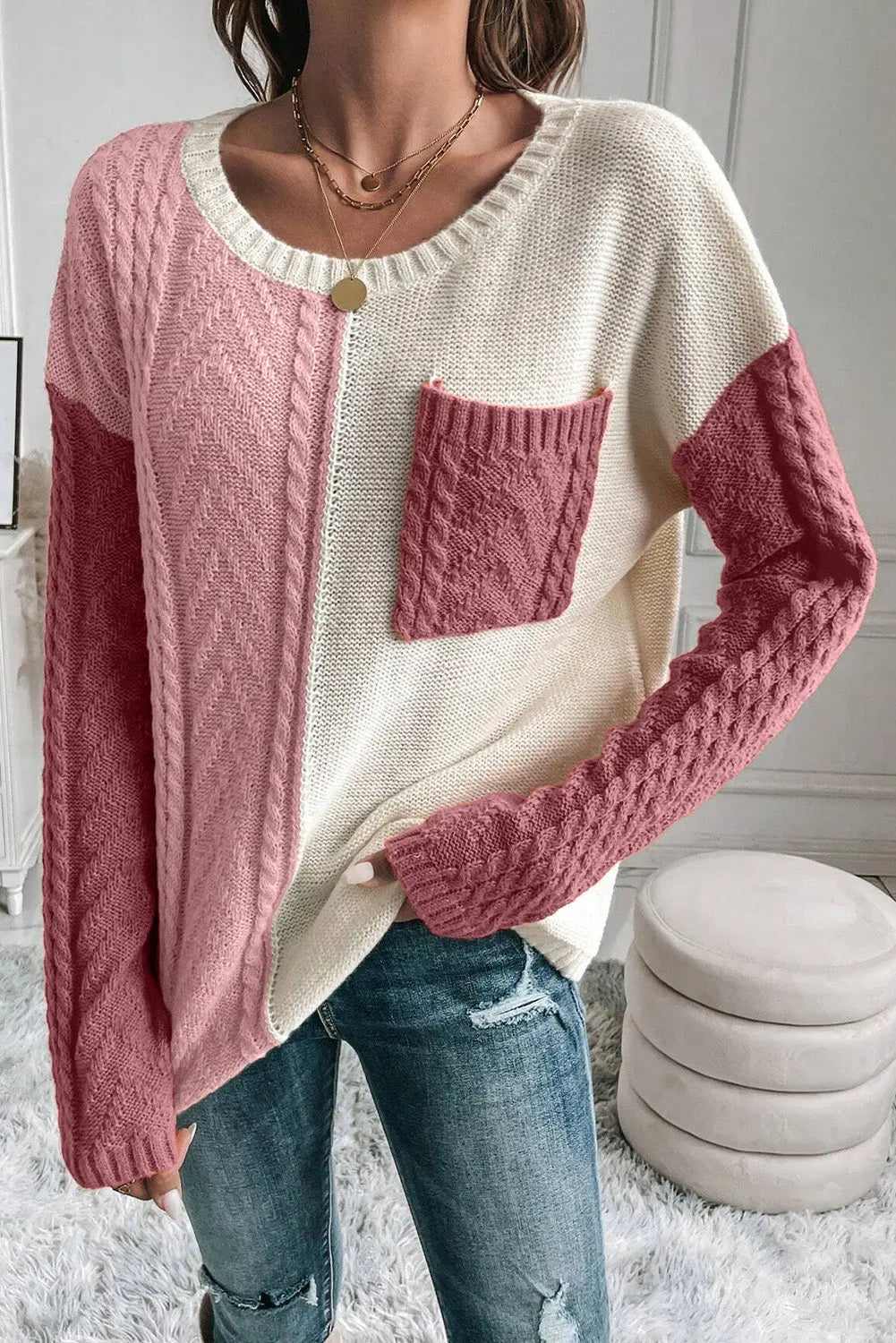 Ane | Sweater Dame med Color Block Design og Lange Ærmer | Komfortabel Hverdagsstil 8